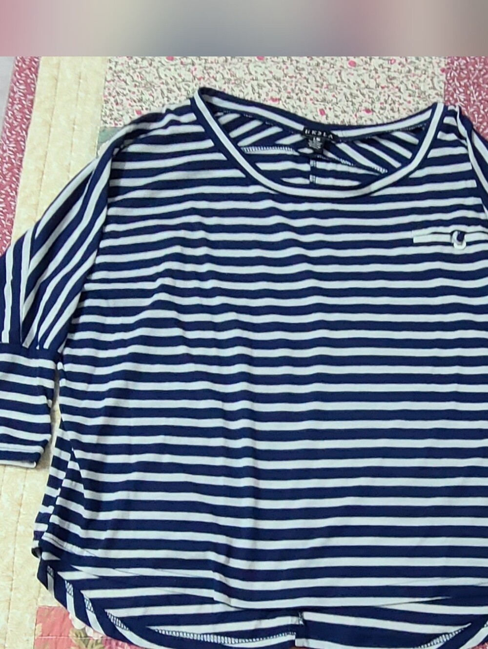 UK2LA Navy and White Striped Long Sleeve Top